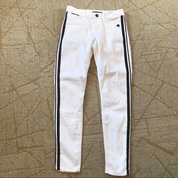 MAISON SCOTCH tuxedo stripe white skinny jeans Le Bon Vivants - Picture 10 of 10